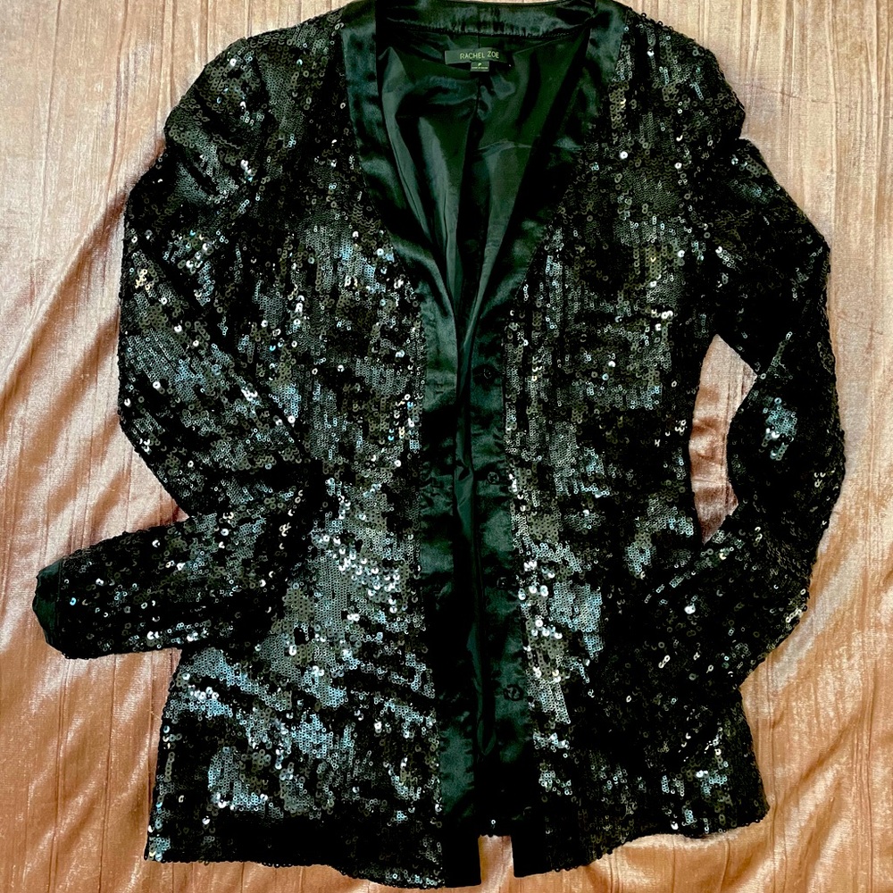 RACHEL ZOE - sequin button down fitted blazer